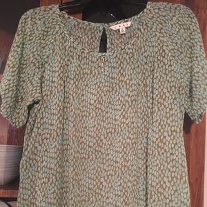 CAbi Green and Brown Blouse